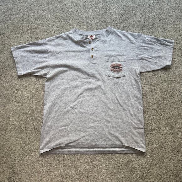 Harley Davidson Bahamas Logo Pocket T Mens Sz Large Gray Made In USA - Picture 1 of 6